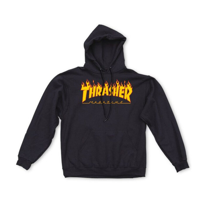 Thrasher Flame Logo Black Hoodie - 7Ply Skate Store