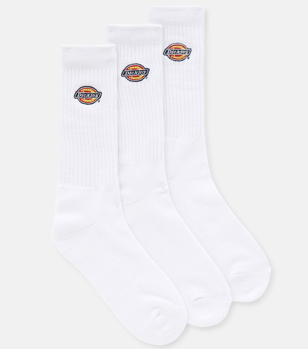 Dickies Valley Grove - Confezione 3 Paia Calzini Uomo Bianchi A Coste Con Logo Ricamato - Casual Streetwear, Misto Cotone