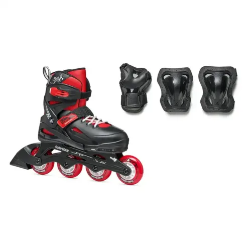 Rollerblade Fury Combo Adjustable Kids Skates Black Red