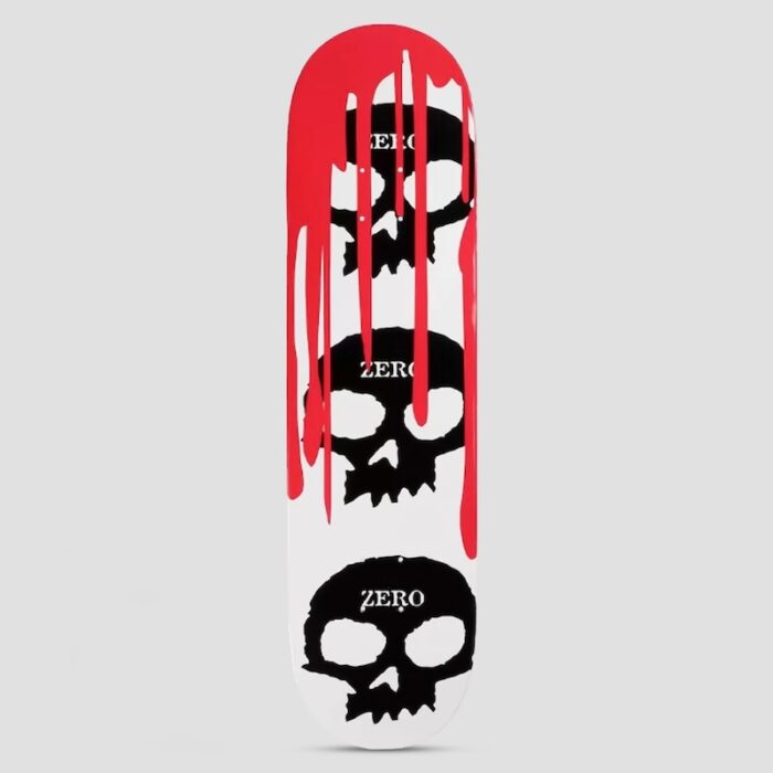 Zero Skateboards Blood & White 3 Skull Deck 8.375