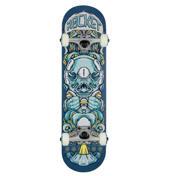 Rocket Alien Pile-Up Mini Complete Skateboard Blue