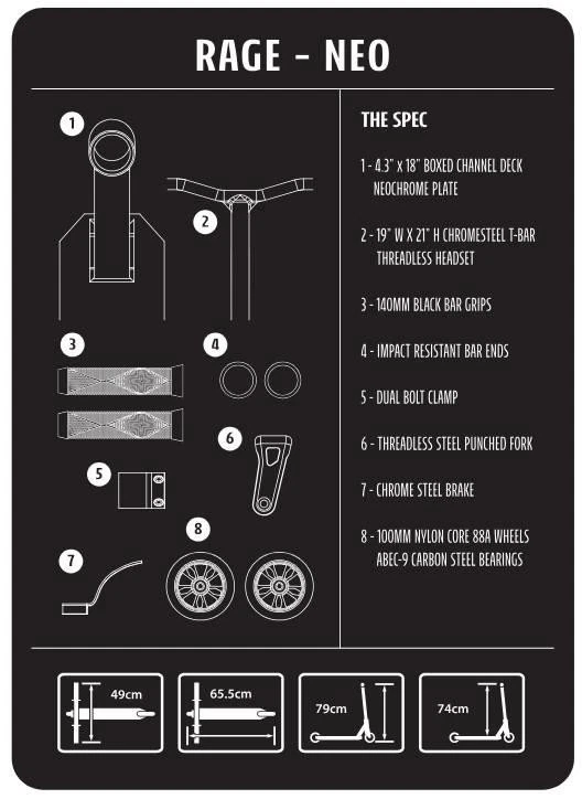 Slamm Rage Complete Stunt Scooter - Neochrome - Image 4